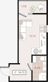 Квартира 24,7 м², студия - изображение 1