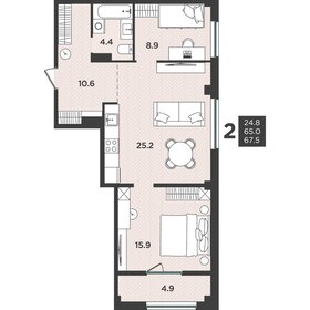 Квартира 67,5 м², 2-комнатная - изображение 1