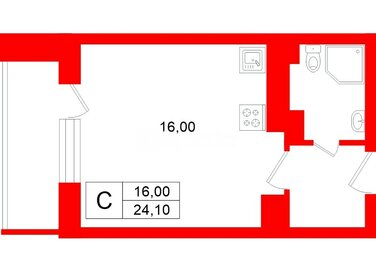 Квартира 24,1 м², студия - изображение 1
