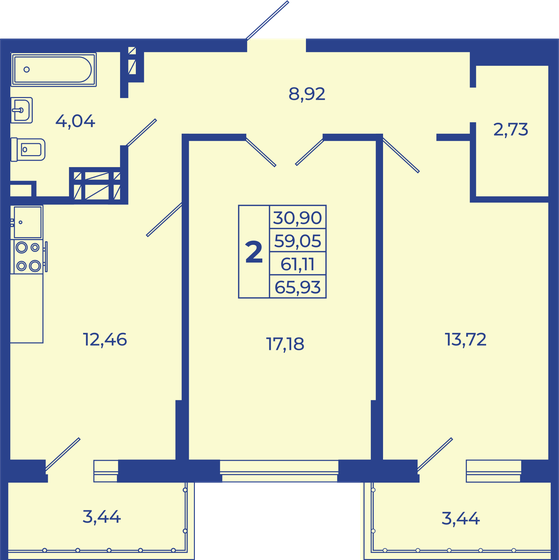 61 м², 3-комнатная квартира 5 999 000 ₽ - изображение 63