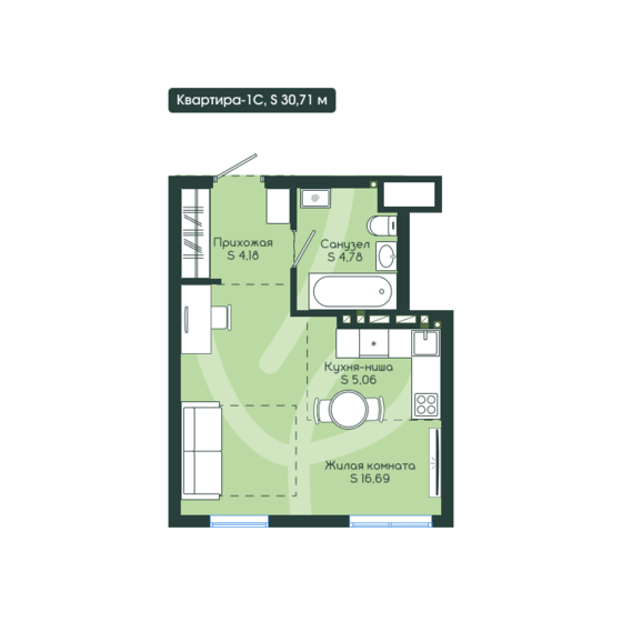40,8 м², 1-комнатная квартира 3 850 000 ₽ - изображение 84