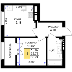 Квартира 37,4 м², 1-комнатная - изображение 1
