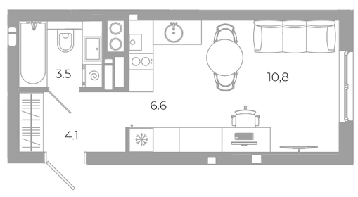 Квартира 25 м², студия - изображение 1
