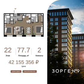 Квартира 77,7 м², 2-комнатные - изображение 1