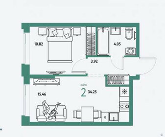 Квартира 34,2 м², 1-комнатная - изображение 1