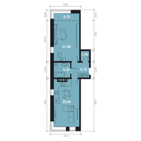 Квартира 64,1 м², 2-комнатная - изображение 1