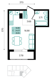 Квартира 26,2 м², студия - изображение 1