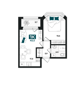 Квартира 42,5 м², 1-комнатная - изображение 1