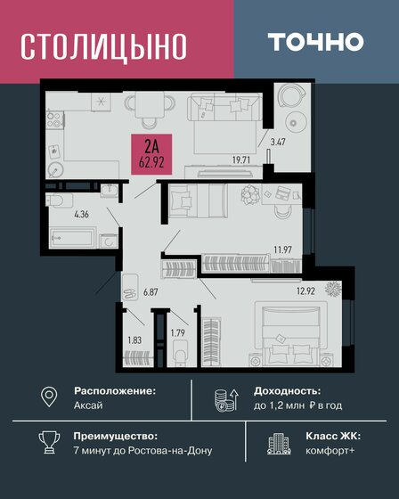 35,1 м², 2-комнатная квартира 6 870 825 ₽ - изображение 20