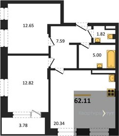 Квартира 62,1 м², 2-комнатная - изображение 1