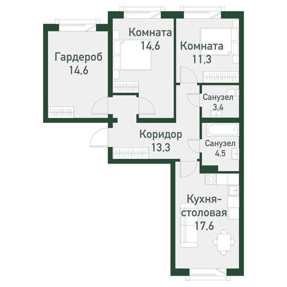 78,7 м², 2-комнатная квартира 13 772 500 ₽ - изображение 27