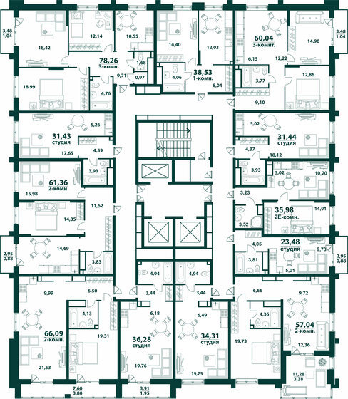 60,6 м², 2-комнатная квартира 13 635 205 ₽ - изображение 68