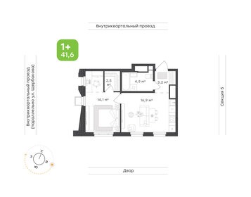 Квартира 41,6 м², 1-комнатная - изображение 1