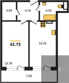 Квартира 42,7 м², 1-комнатная - изображение 1