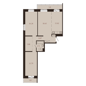 Квартира 91,6 м², 3-комнатная - изображение 1