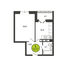 Квартира 42,1 м², 1-комнатная - изображение 1