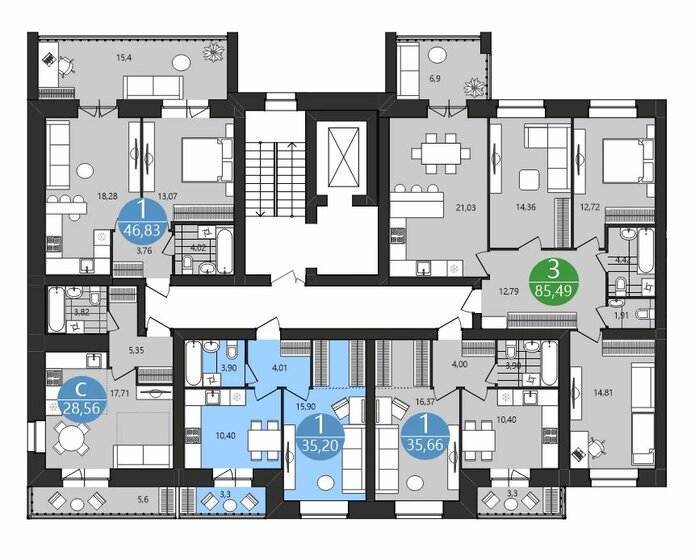 35,8 м², 1-комнатная квартира 4 990 000 ₽ - изображение 55