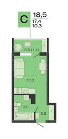 Квартира 18,5 м², студия - изображение 1