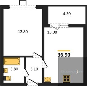 Квартира 36,9 м², 1-комнатная - изображение 1