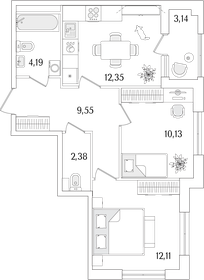 Квартира 52,3 м², 2-комнатная - изображение 1