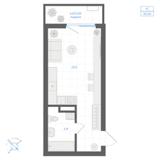 Квартира 30,5 м², студия - изображение 2