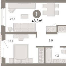Квартира 48,8 м², 1-комнатная - изображение 3