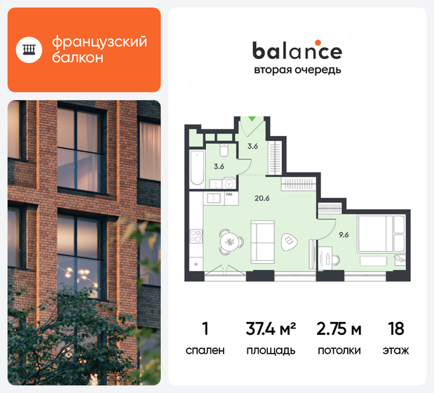 41,3 м², 1-комнатная квартира 14 600 000 ₽ - изображение 53
