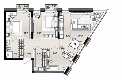 Квартира 87,7 м², 3-комнатная - изображение 2