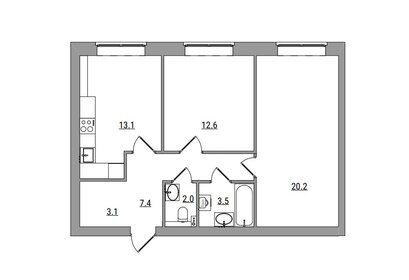 Квартира 61,9 м², 2-комнатная - изображение 2