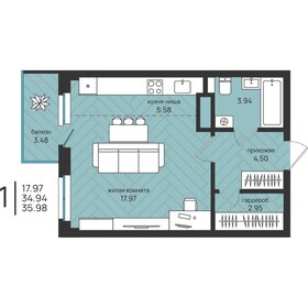 Квартира 36 м², студия - изображение 1