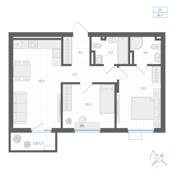 60,4 м², 3-комнатная квартира 6 000 000 ₽ - изображение 79