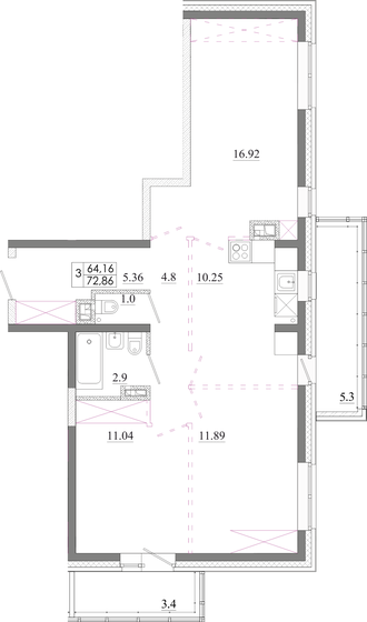 76,2 м², 3-комнатная квартира 8 758 400 ₽ - изображение 16