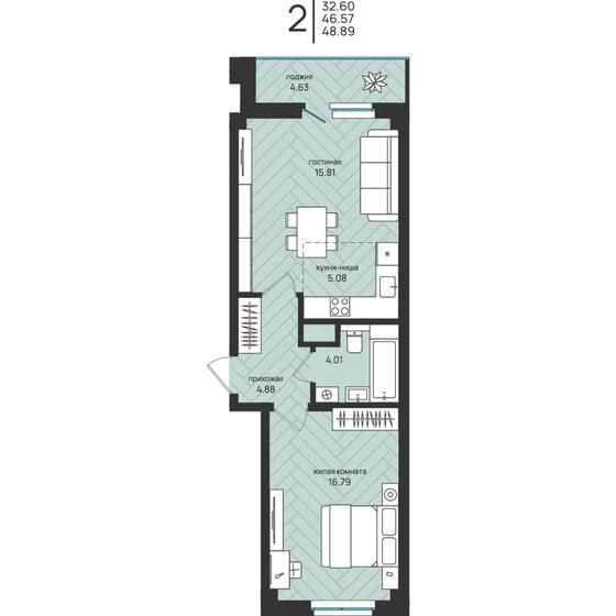 42,3 м², 2-комнатная квартира 4 200 000 ₽ - изображение 50