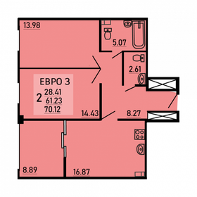 Квартира 70,1 м², 2-комнатная - изображение 1