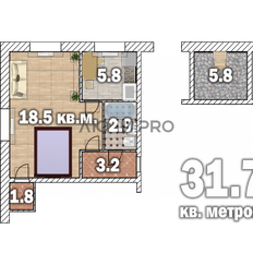 Квартира 31,7 м², 1-комнатная - изображение 2