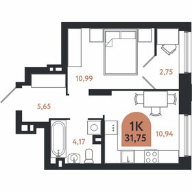 Квартира 31,8 м², 1-комнатная - изображение 1