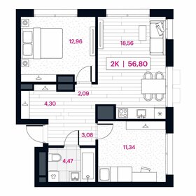 Квартира 57,2 м², 2-комнатная - изображение 1