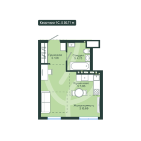 Квартира 30,7 м², 1-комнатная - изображение 2