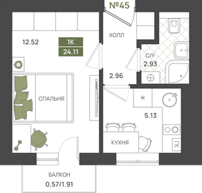 Квартира 24,1 м², 1-комнатная - изображение 1
