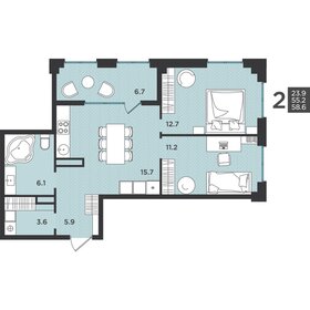 Квартира 58,6 м², 2-комнатная - изображение 1