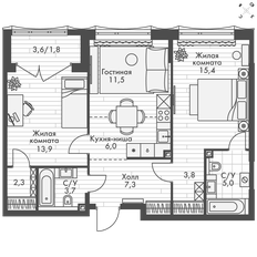 Квартира 70,7 м², 3-комнатная - изображение 3