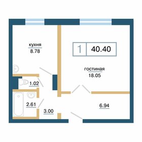 Квартира 40,4 м², 1-комнатная - изображение 1