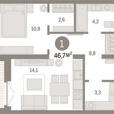 Квартира 46,7 м², 1-комнатная - изображение 3