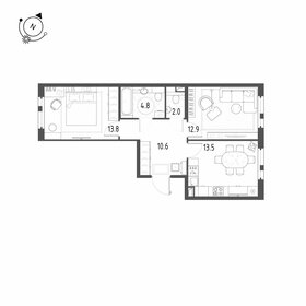 Квартира 57,6 м², 2-комнатная - изображение 1