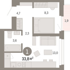 Квартира 33,8 м², 1-комнатная - изображение 3