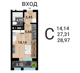 Квартира 30,2 м², студия - изображение 1