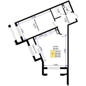 Квартира 62,5 м², 1-комнатная - изображение 1
