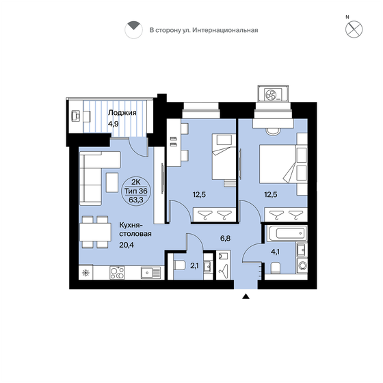65,4 м², 2-комнатная квартира 8 000 000 ₽ - изображение 25