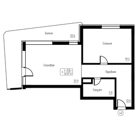 Квартира 84,3 м², 1-комнатные - изображение 1
