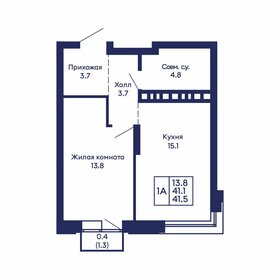 Квартира 41,5 м², 1-комнатная - изображение 1